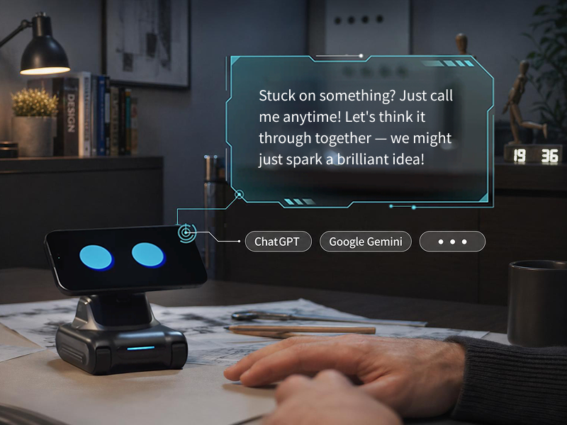 Robot-Space Black-AI Desktop Companion,ChatGPT&Gemini Voice Interaction,Visual Understanding,Personality&Memory,10W Wireless Charging,Tech&Gadget Gift,Electronic pets,Toy,Geek,Desktop Setup