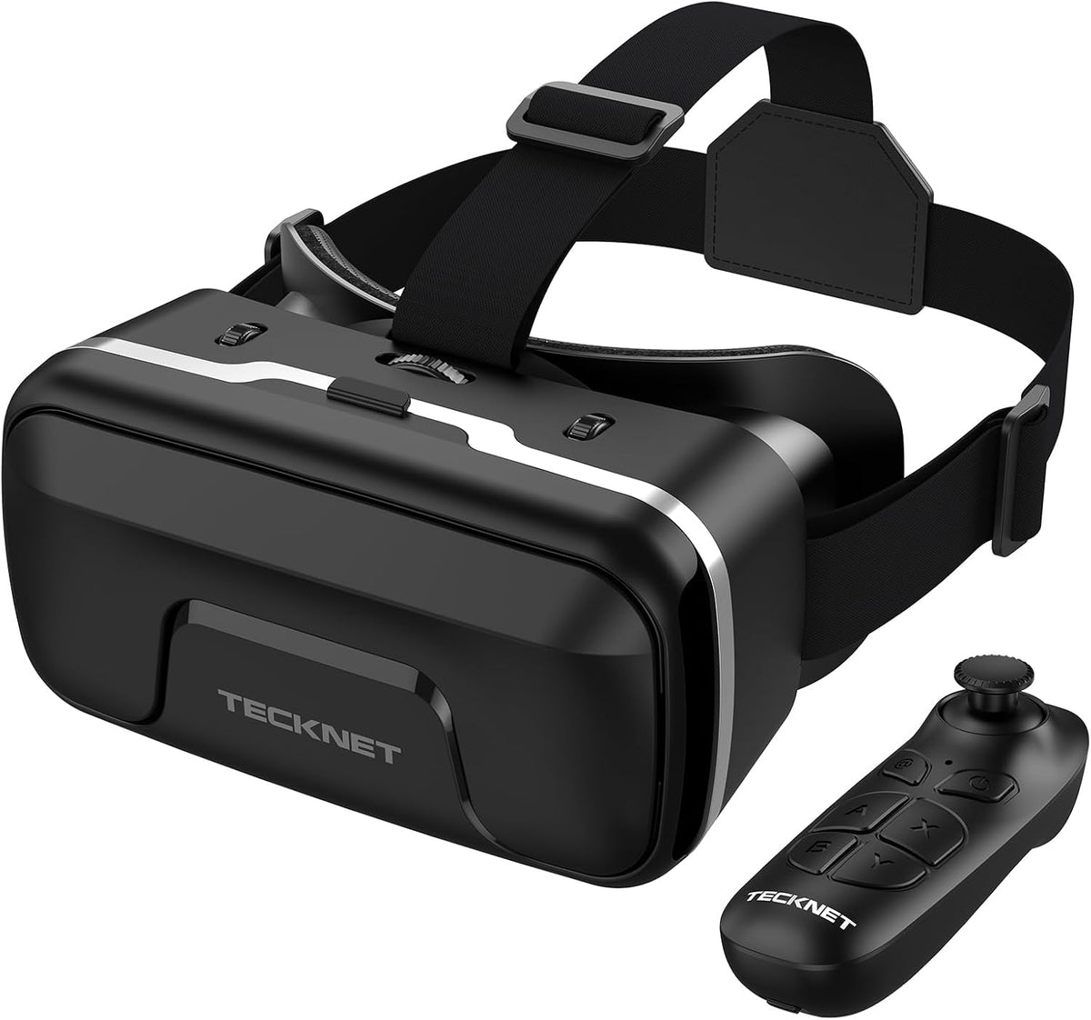 VR Headset for Phone with Controller, Virtual Reality Headsets with HD 110°FOV Anti-Blue Light Lenses & Adjustable Gears, 3D VR Headset for Kids Compatible iPhone Samsung Android 4.7-7.2"