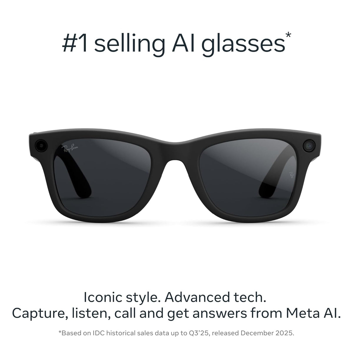 Classic Wayfarer Large Gen 2 Smart AI Eyewear, Black Frame, Transitions Light-Sensitive Lense