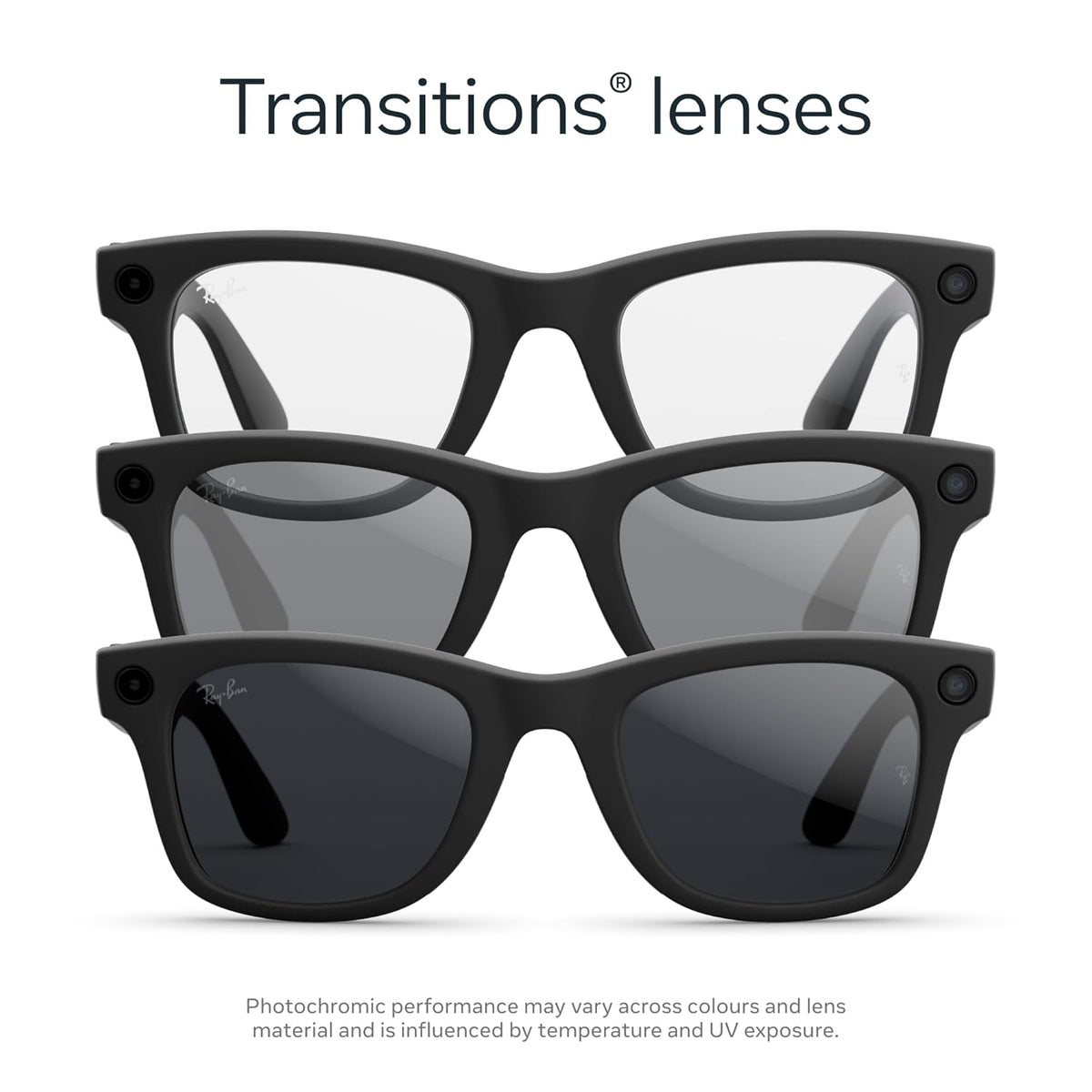 Classic Wayfarer Large Gen 2 Smart AI Eyewear, Black Frame, Transitions Light-Sensitive Lense