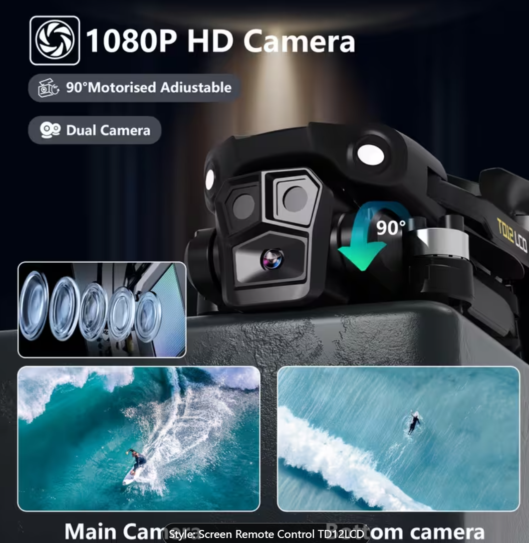 Drone With LCD Screen Remote Control Brushless Motor WiFi Real-time Transmission Drones For Adults Drone With 2 Cameras Support SD Card, 3D Flips 3 Speeds Headless Mode One Touch Takeoff/landing Foldable Quadcopter For Beginners
