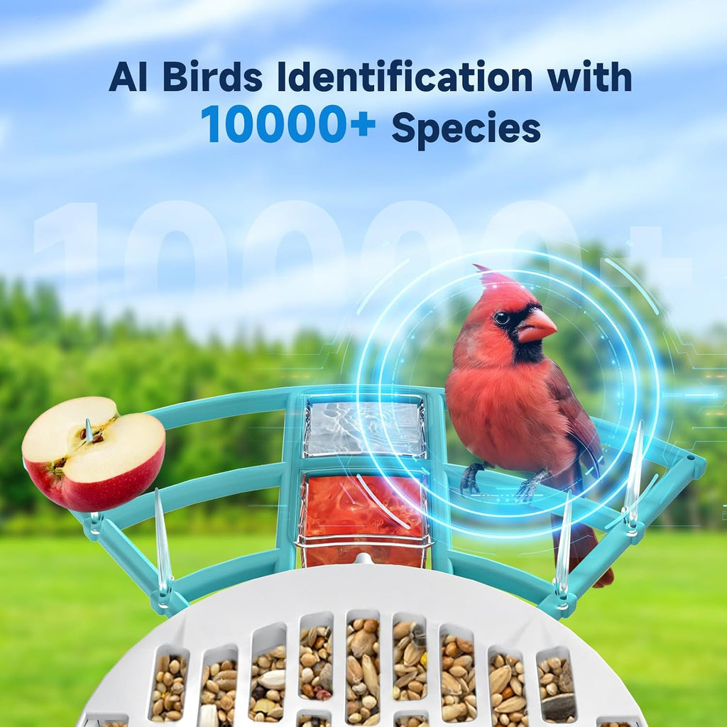 Smart Bird Feeder with Camera,Bird House Camera with Solar Panel,FHD Birds Cam for Bird Watching, AI Identification,Auto Capture & Real-time Notifications,Ideal Gift for Birds Lovers