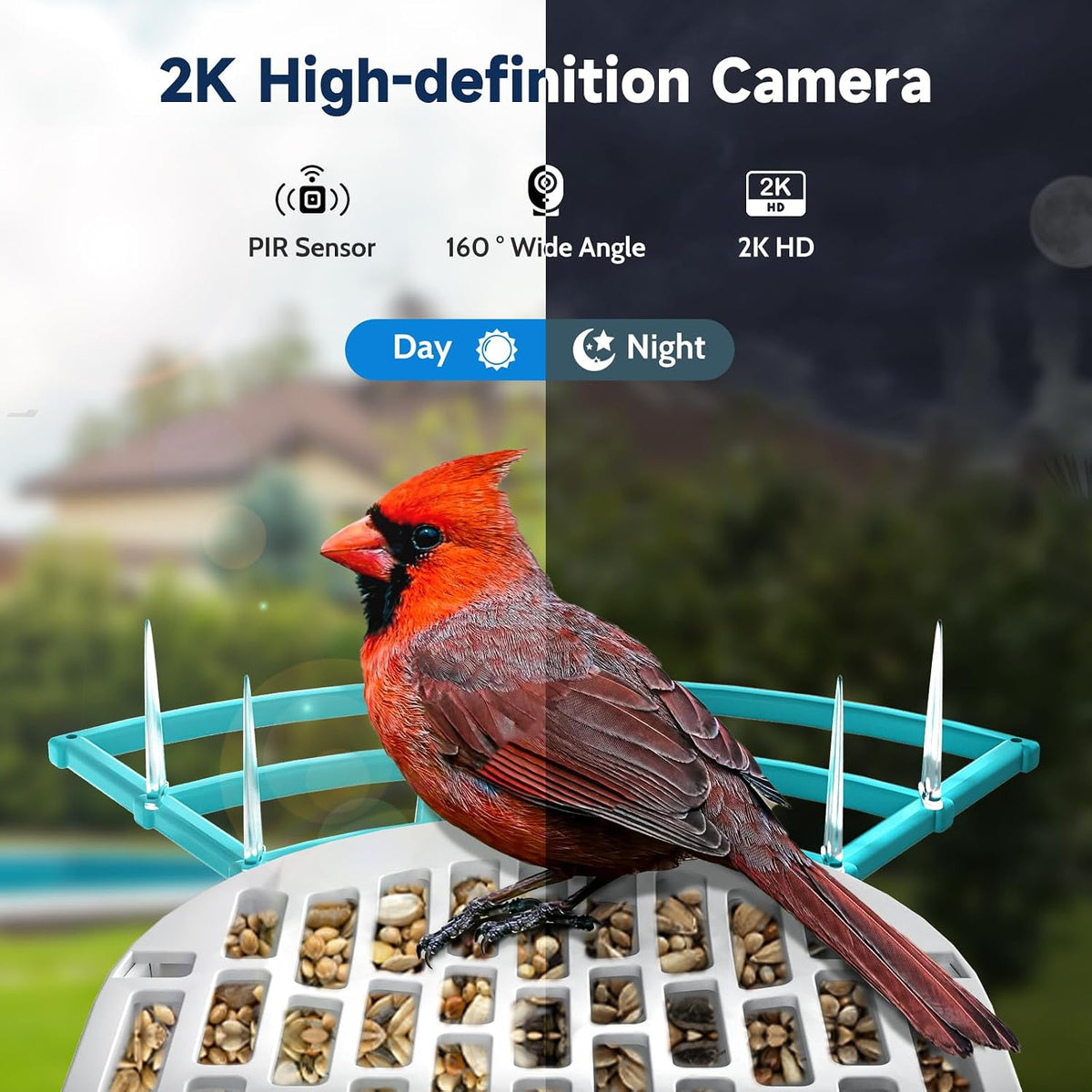Smart Bird Feeder with Camera,Bird House Camera with Solar Panel,FHD Birds Cam for Bird Watching, AI Identification,Auto Capture & Real-time Notifications,Ideal Gift for Birds Lovers