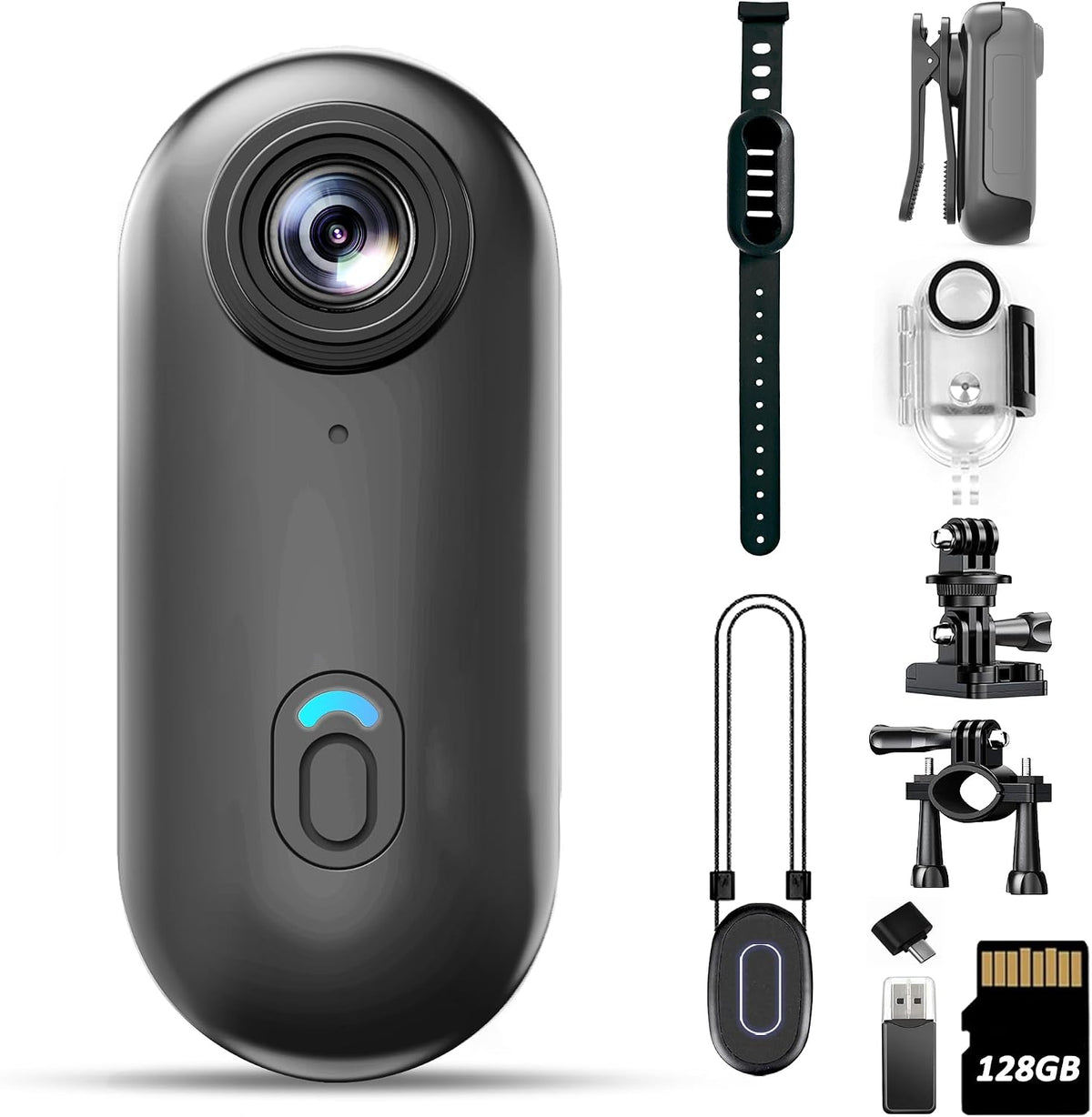 4K Mini Body Camera with 128GB Storage | Magnetic Thumb-Sized Action Cam, Video & Audio Recording, Hands-Free Wearable Design, Waterproof, Ideal for Vlogging, Work Recording, Pet Walking, Travel & Daily Shooting