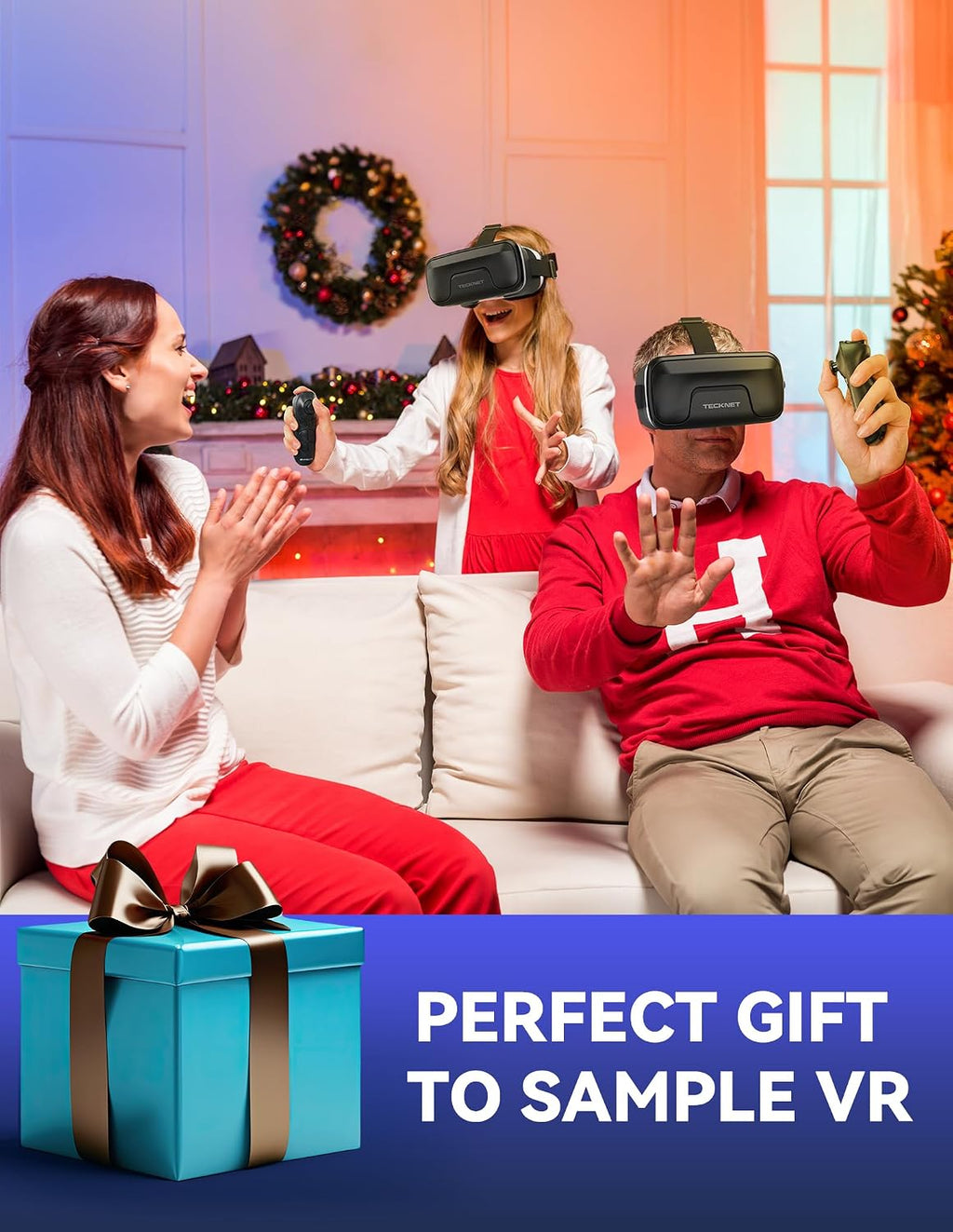 VR Headset for Phone with Controller, Virtual Reality Headsets with HD 110°FOV Anti-Blue Light Lenses & Adjustable Gears, 3D VR Headset for Kids Compatible iPhone Samsung Android 4.7-7.2"