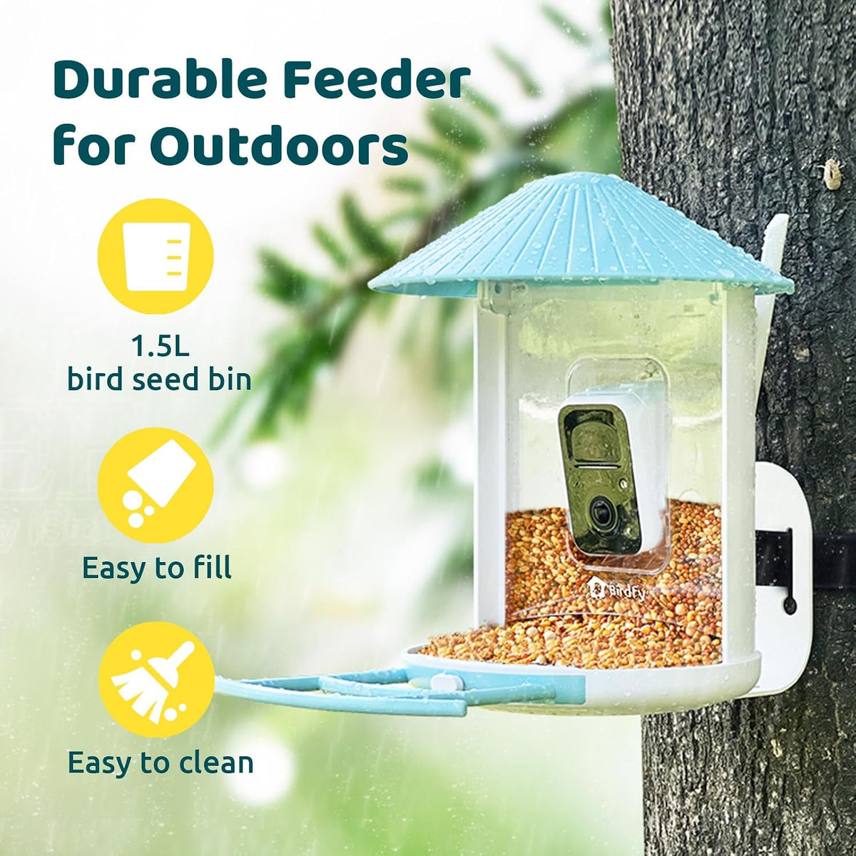 Pro Bird Feeder with Camera, Wider Perch DIY Add-ons, Hummingbird Feeder, Suet Ball, Jelly Feeder, Auto Capture Bird Videos & Motion Detection, Ideal Present