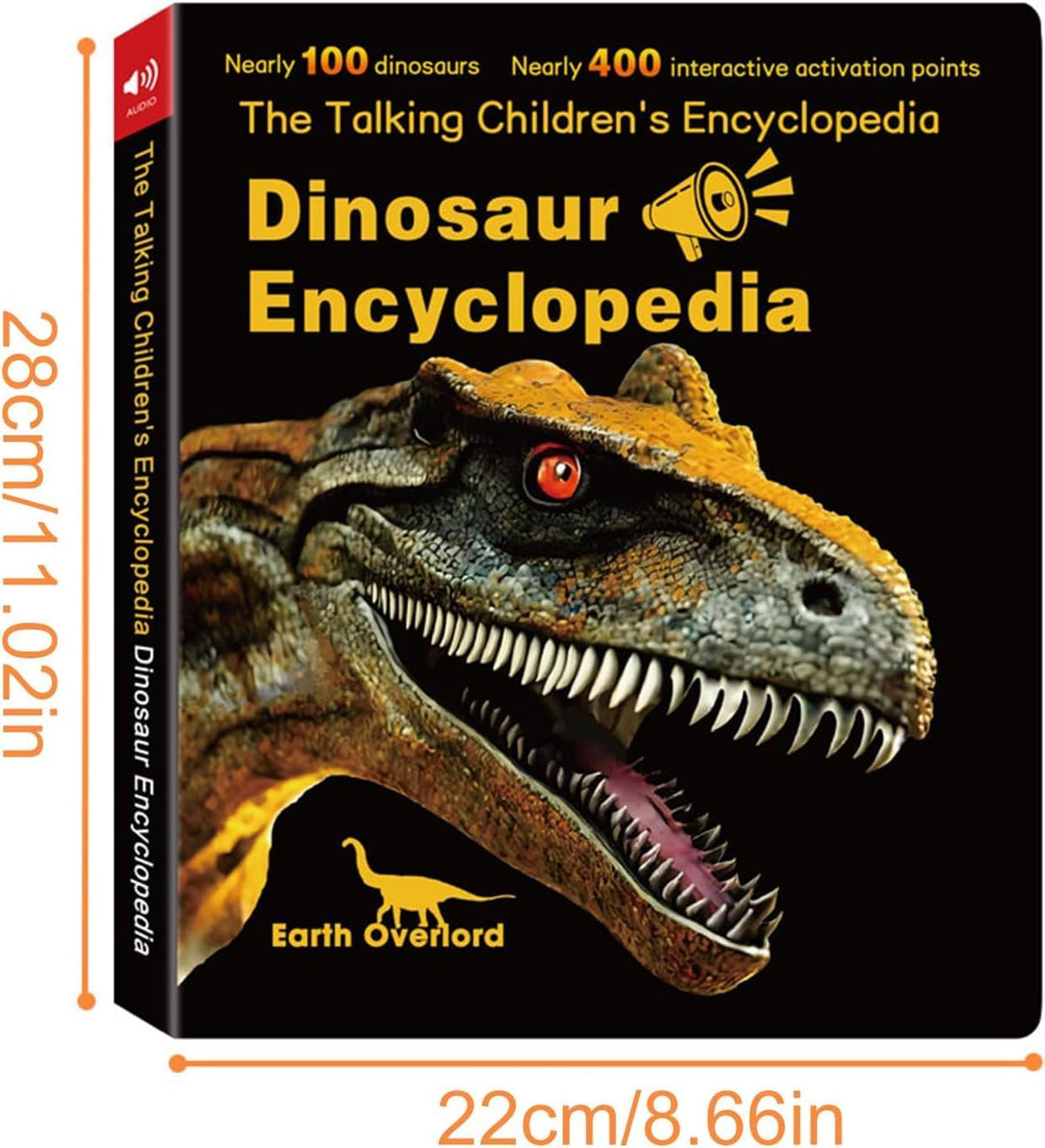 Kids Interactive Talking Dinosaur Encyclopedia Book – 400 Touch Points, 100 Dinosaurs Voice Facts, USB Rechargeable Wipe-Clean Educational Book for Boys Girls 5-10 Years Old