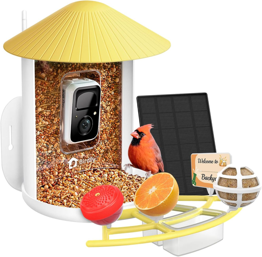 Pro Bird Feeder with Camera, Wider Perch DIY Add-ons, Hummingbird Feeder, Suet Ball, Jelly Feeder, Auto Capture Bird Videos & Motion Detection, Ideal Present