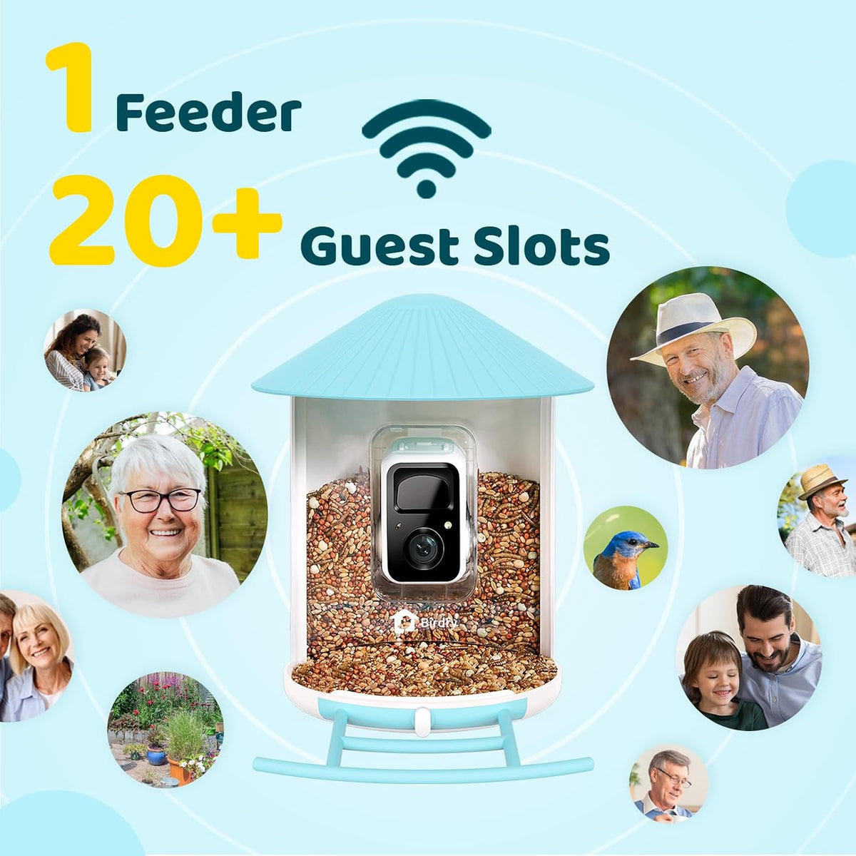 Pro Bird Feeder with Camera, Wider Perch DIY Add-ons, Hummingbird Feeder, Suet Ball, Jelly Feeder, Auto Capture Bird Videos & Motion Detection, Ideal Present