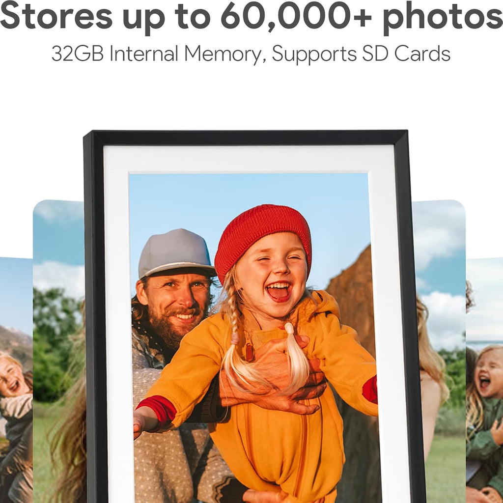 15.6'' Digital Picture Frame with 1920x1080 IPS Touch Screen, Smart Digital Photo Frame with 32GB Storage, Easy Setup to Share Photos/Videos via Free App