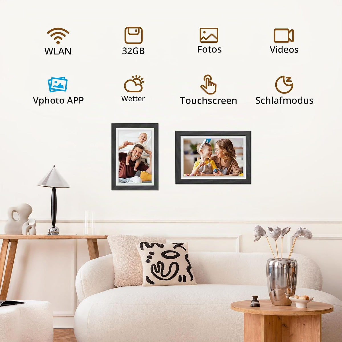 igital Picture Frame - 10.1 Inch WiFi Electronic Picture Frame with 32 GB Memory HD IPS Touch Screen, Auto Rotate, Instant Sharing of Photos/Videos, Family and Friends, Black