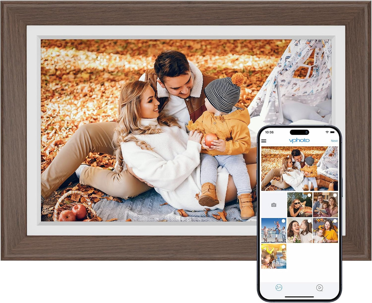 igital Picture Frame - 10.1 Inch WiFi Electronic Picture Frame with 32 GB Memory HD IPS Touch Screen, Auto Rotate, Instant Sharing of Photos/Videos, Family and Friends, Black