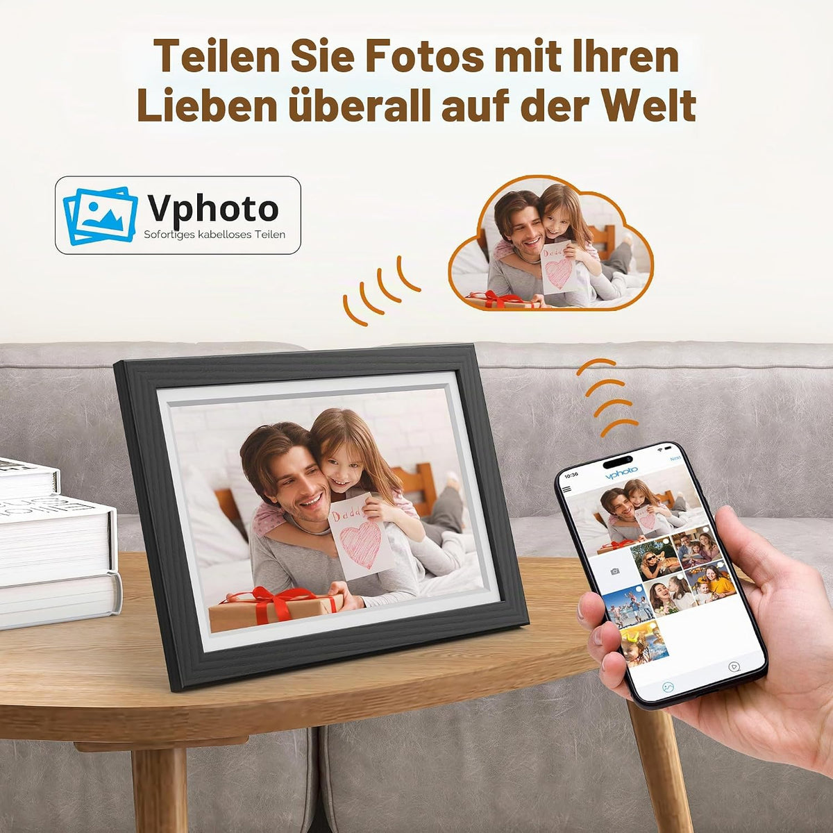igital Picture Frame - 10.1 Inch WiFi Electronic Picture Frame with 32 GB Memory HD IPS Touch Screen, Auto Rotate, Instant Sharing of Photos/Videos, Family and Friends, Black
