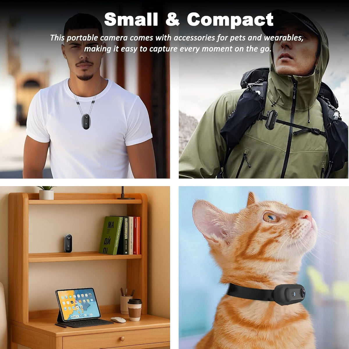 4K Mini Body Camera with 128GB Storage | Magnetic Thumb-Sized Action Cam, Video & Audio Recording, Hands-Free Wearable Design, Waterproof, Ideal for Vlogging, Work Recording, Pet Walking, Travel & Daily Shooting