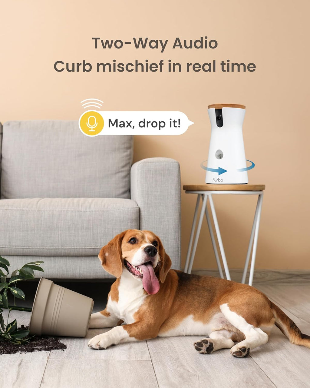 360° Smart Pet Camera for Cats | No Monthly Fee, Automatic Rotating Live View, Treat Dispenser, 2-Way Audio, Night Vision, Meow Sound Alerts, Indoor Kitten Monitoring Camera
