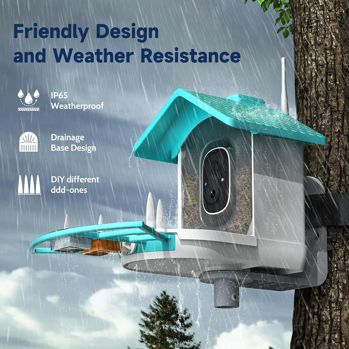 Smart Bird Feeder with Camera,Bird House Camera with Solar Panel,FHD Birds Cam for Bird Watching, AI Identification,Auto Capture & Real-time Notifications,Ideal Gift for Birds Lovers