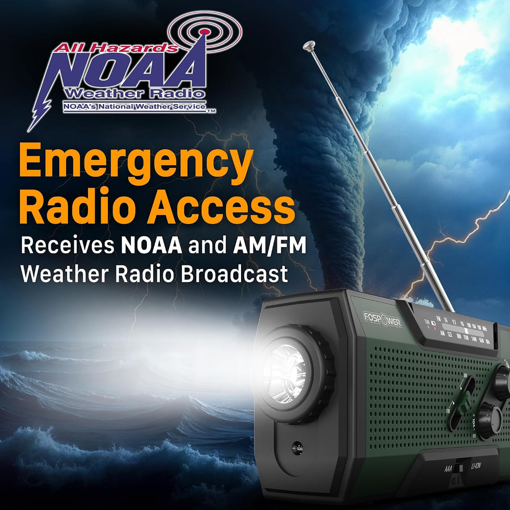 NOAA Emergency Weather Radio A1 7400mWh Solar Hand Crank (Orange)