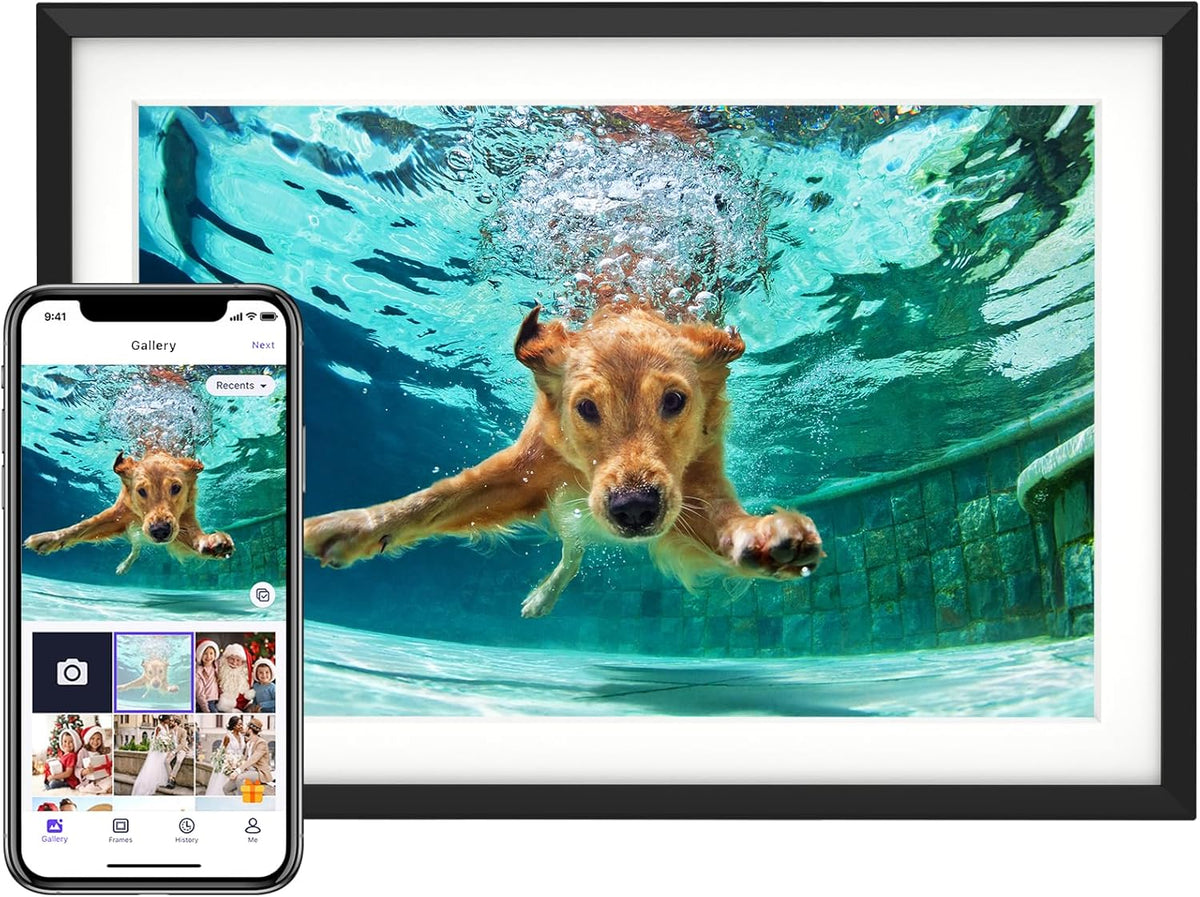 15.6'' Digital Picture Frame with 1920x1080 IPS Touch Screen, Smart Digital Photo Frame with 32GB Storage, Easy Setup to Share Photos/Videos via Free App