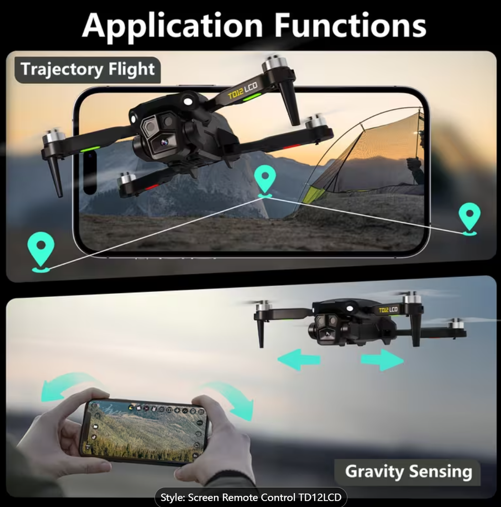 Drone With LCD Screen Remote Control Brushless Motor WiFi Real-time Transmission Drones For Adults Drone With 2 Cameras Support SD Card, 3D Flips 3 Speeds Headless Mode One Touch Takeoff/landing Foldable Quadcopter For Beginners