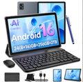 Android 16 Tablet, Unisoc Octa-Core High-Performance CPU, 24 (8+16) GB RAM, 256GB ROM(2 TB Expand), 8MP + 5MP Dual Cameras, Long Battery Life, Face Unlock, Widevine L1, Wireless 5.0, Smart Lens, 2-in-1 Gaming Tablet Set Stylus (without Electricity)