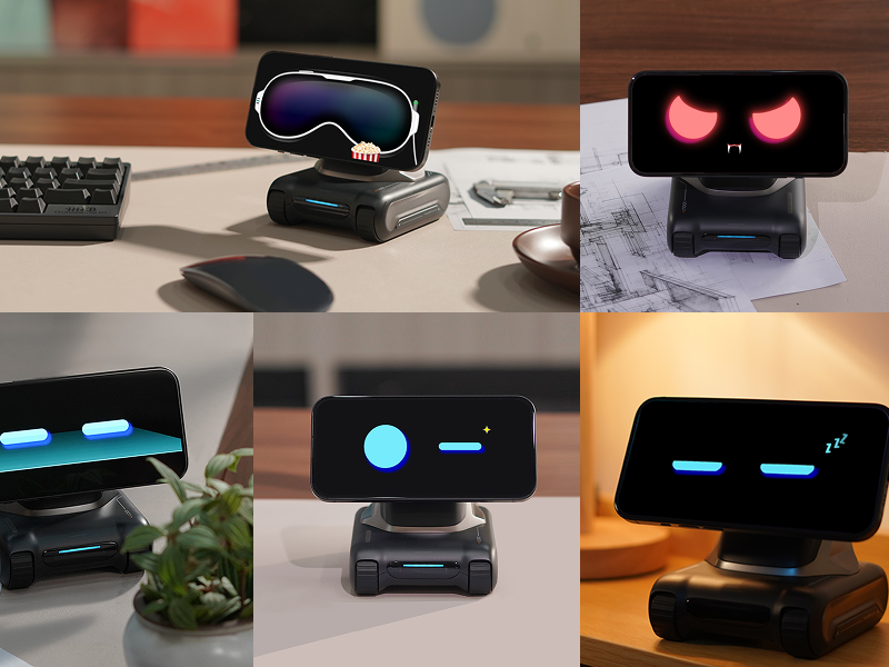 Robot-Space Black-AI Desktop Companion,ChatGPT&Gemini Voice Interaction,Visual Understanding,Personality&Memory,10W Wireless Charging,Tech&Gadget Gift,Electronic pets,Toy,Geek,Desktop Setup